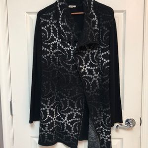 Ana Couture Black with gray sweater coat with tie